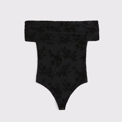 Abercrombie & Fitch Mesh Foldover Bodysuit In Black