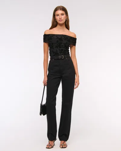 Abercrombie & Fitch Mesh Foldover Bodysuit In Black