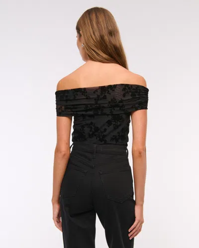 Abercrombie & Fitch Mesh Foldover Bodysuit In Black