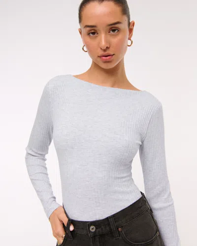 Abercrombie & Fitch Long-sleeve Wide Rib Slash Bodysuit In White