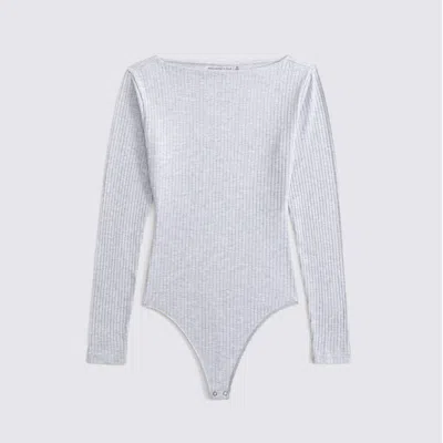 Abercrombie & Fitch Long-sleeve Wide Rib Slash Bodysuit In White