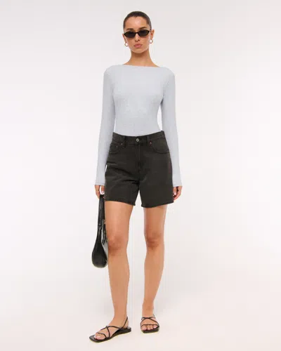 Abercrombie & Fitch Long-sleeve Wide Rib Slash Bodysuit In White