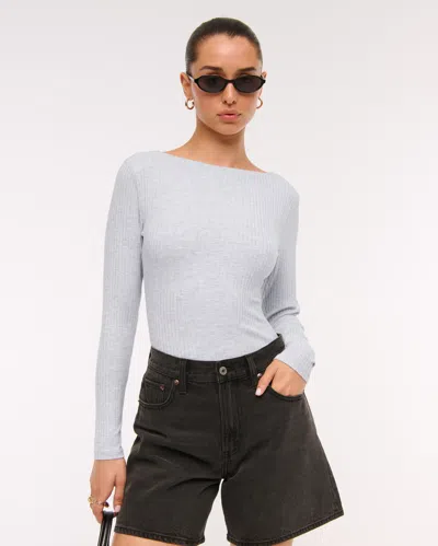 Abercrombie & Fitch Long-sleeve Wide Rib Slash Bodysuit In White