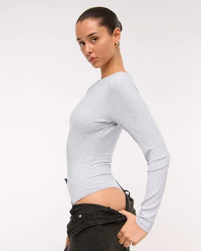 Abercrombie & Fitch Long-sleeve Wide Rib Slash Bodysuit In White