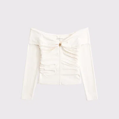 Abercrombie & Fitch Off-the-shoulder Hardware Top In Neutral
