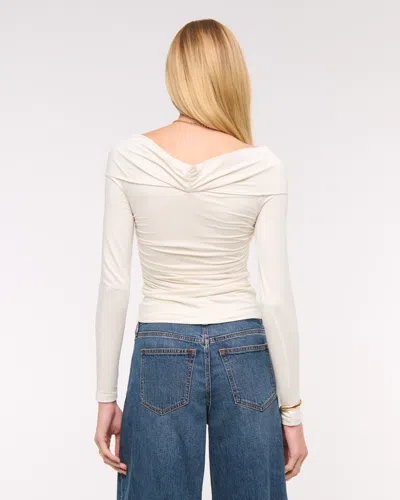 Abercrombie & Fitch Off-the-shoulder Hardware Top In Neutral