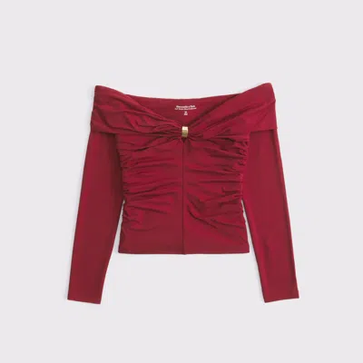 Abercrombie & Fitch Off-the-shoulder Hardware Top In Red