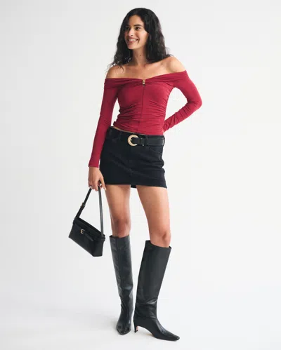Abercrombie & Fitch Off-the-shoulder Hardware Top In Red