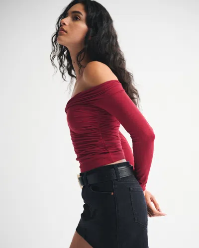 Abercrombie & Fitch Off-the-shoulder Hardware Top In Red