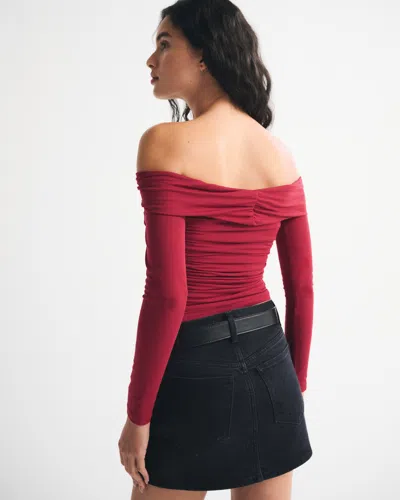 Abercrombie & Fitch Off-the-shoulder Hardware Top In Red