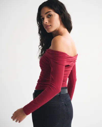 Abercrombie & Fitch Off-the-shoulder Hardware Top In Red