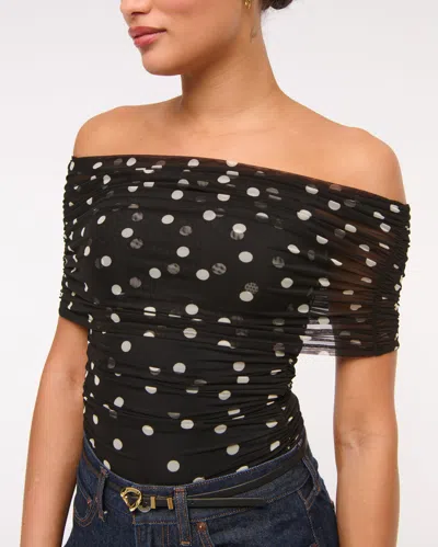 Abercrombie & Fitch Mesh Foldover Bodysuit In Black