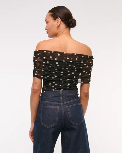 Abercrombie & Fitch Mesh Foldover Bodysuit In Black