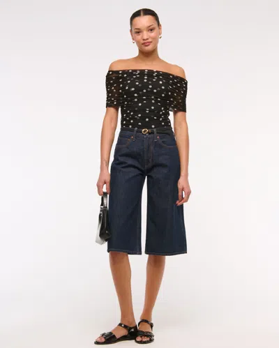 Abercrombie & Fitch Mesh Foldover Bodysuit In Black