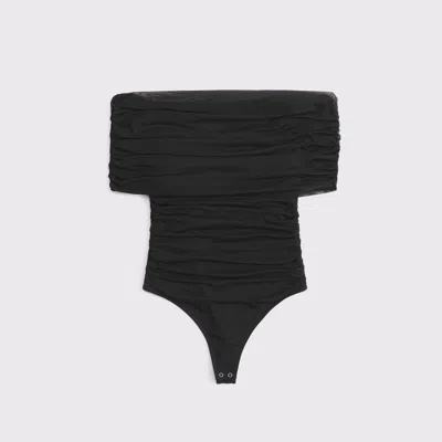 Abercrombie & Fitch Mesh Foldover Bodysuit In Black