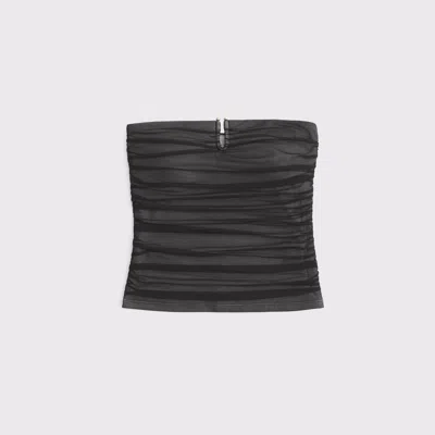 Abercrombie & Fitch Bra-free Mesh Hardware Tube Top In Black
