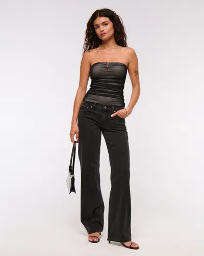 Abercrombie & Fitch Bra-free Mesh Hardware Tube Top In Black