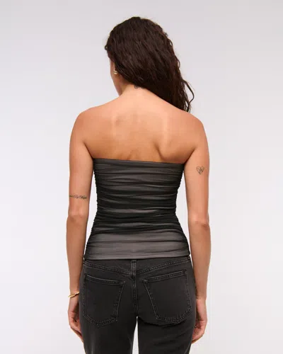 Abercrombie & Fitch Bra-free Mesh Hardware Tube Top In Black