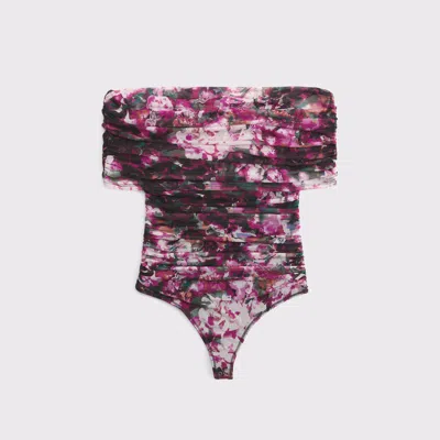 Abercrombie & Fitch Mesh Foldover Bodysuit In Pink