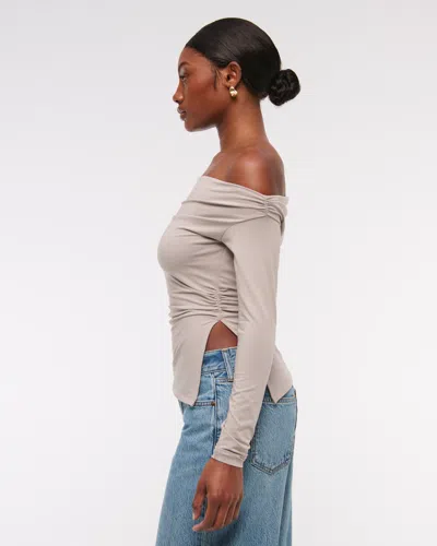 Abercrombie & Fitch Off-the-shoulder Draped Top In Neutral