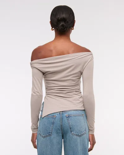 Abercrombie & Fitch Off-the-shoulder Draped Top In Neutral