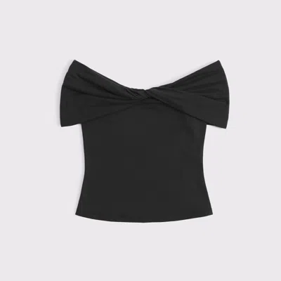 Abercrombie & Fitch Off-the-shoulder Twist Top In Black
