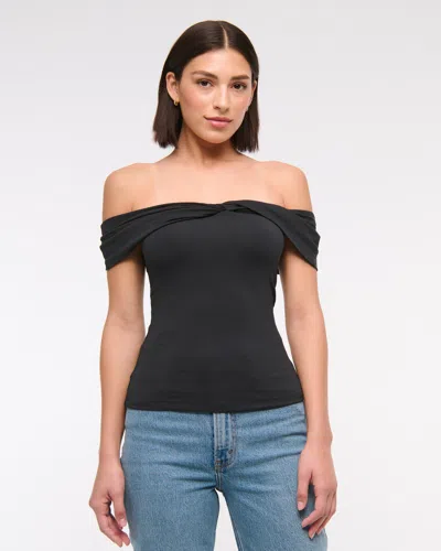 Abercrombie & Fitch Off-the-shoulder Twist Top In Black
