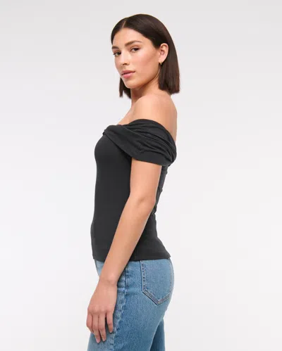 Abercrombie & Fitch Off-the-shoulder Twist Top In Black