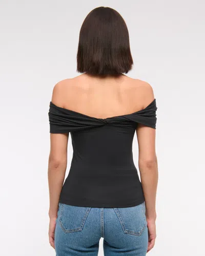 Abercrombie & Fitch Off-the-shoulder Twist Top In Black