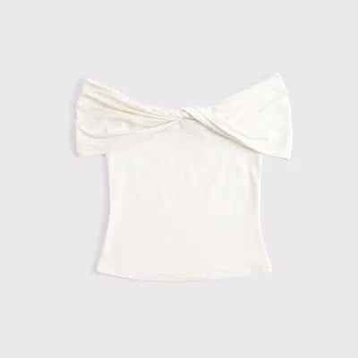 Abercrombie & Fitch Off-the-shoulder Twist Top In White