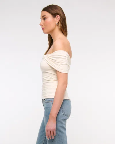 Abercrombie & Fitch Off-the-shoulder Twist Top In White