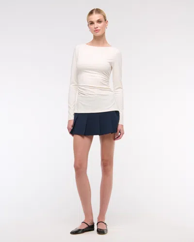 Abercrombie & Fitch Long-sleeve Stretch Crepe Slash Top In White
