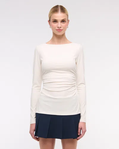 Abercrombie & Fitch Long-sleeve Stretch Crepe Slash Top In White