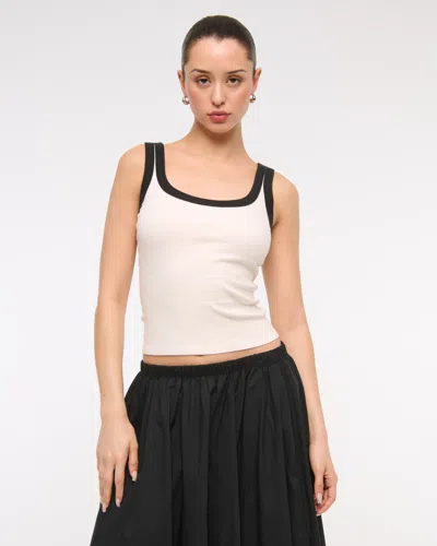 Abercrombie & Fitch Vintage-style Rib Tuckable Scoopneck Tank In White