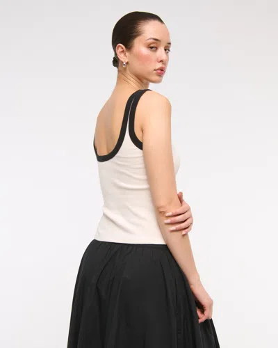 Abercrombie & Fitch Vintage-style Rib Tuckable Scoopneck Tank In White