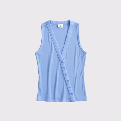 Abercrombie & Fitch Asymmetrical Button-through Top In Blue