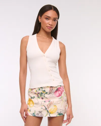 Abercrombie & Fitch Asymmetrical Button-through Top In White