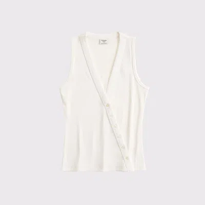 Abercrombie & Fitch Asymmetrical Button-through Top In White