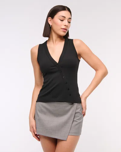 Abercrombie & Fitch Asymmetrical Button-through Top In Black