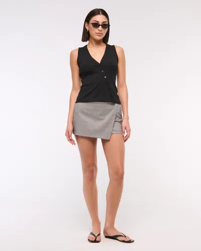 Abercrombie & Fitch Asymmetrical Button-through Top In Black