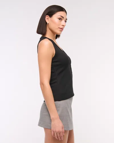 Abercrombie & Fitch Asymmetrical Button-through Top In Black