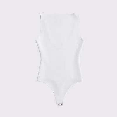 Abercrombie & Fitch Sculpt Matte Seamless Slash Scoop-back Bodysuit In White