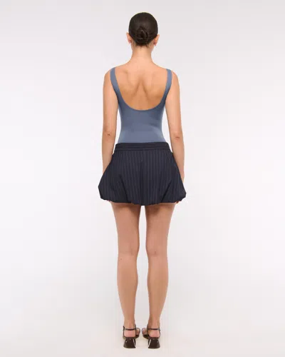 Abercrombie & Fitch Sculpt Matte Seamless Slash Scoop-back Bodysuit In Blue