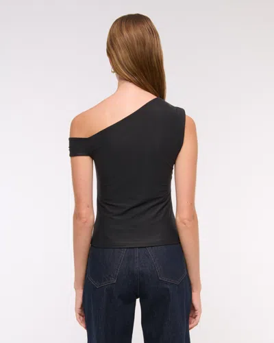 Abercrombie & Fitch Soft Matte Seamless Asymmetrical Twist Top In Black
