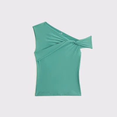 Abercrombie & Fitch Soft Matte Seamless Asymmetrical Twist Top In Green