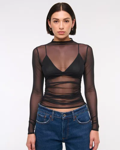 Abercrombie & Fitch The A&f Paloma Long-sleeve Mesh Top In Black