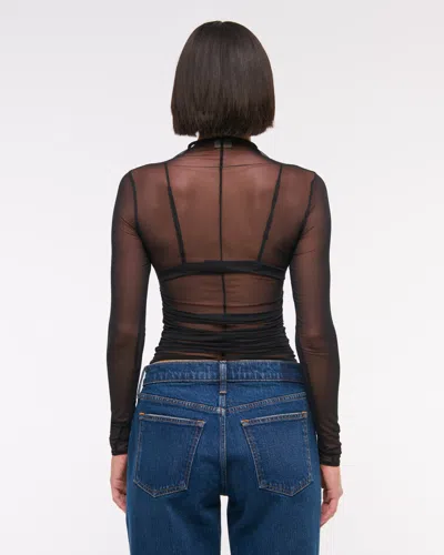Abercrombie & Fitch The A&f Paloma Long-sleeve Mesh Top In Black