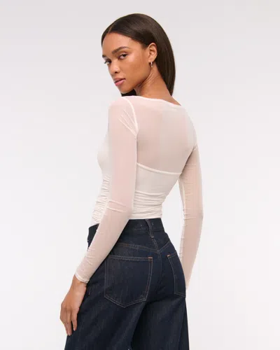 Abercrombie & Fitch Mesh Slash Top In White