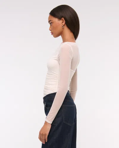 Abercrombie & Fitch Mesh Slash Top In White