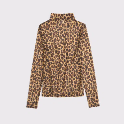 Abercrombie & Fitch Long-sleeve Mesh Mockneck Top In Brown